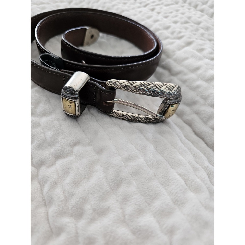 Onyx by Brighton Black Crocodile Embossed Leather Belt 30 Silver Buckle Classic‎